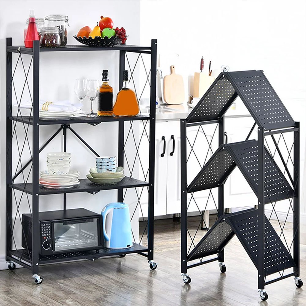Cool Gift, 3 Tier Foldable Storage Shelves with Wheels, Available in Different Colors