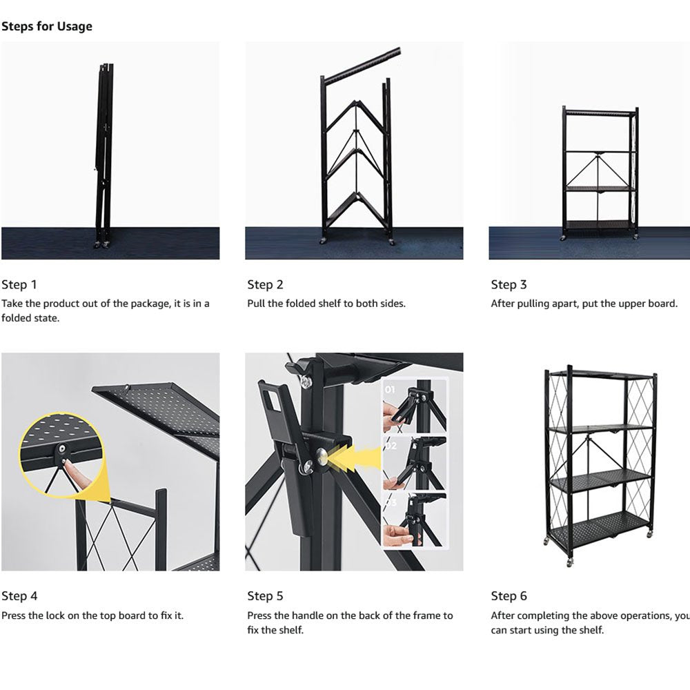 Cool Gift, 3 Tier Foldable Storage Shelves with Wheels, Available in Different Colors