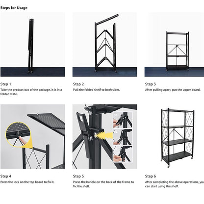 Cool Gift, 3 Tier Foldable Storage Shelves with Wheels, Available in Different Colors