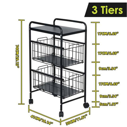 Cool Gift, Kitchen Floor Fruit Bowls with Wheel Carbon Storage Rack, Available in Different Sizes