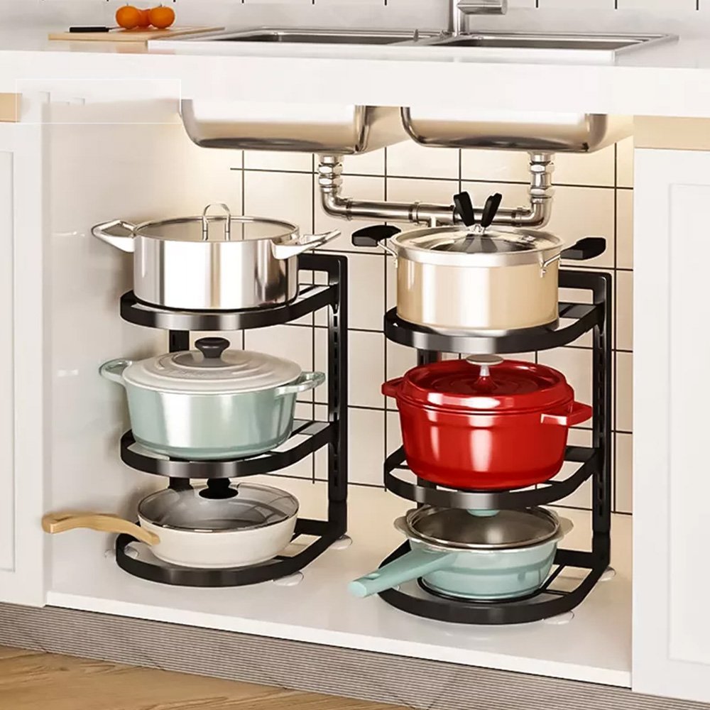 Cool gift, Under Sink Adjustable Pots & Pans Rack, Available in Different Sizes