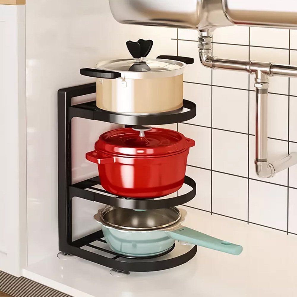 Cool gift, Under Sink Adjustable Pots & Pans Rack, Available in Different Sizes