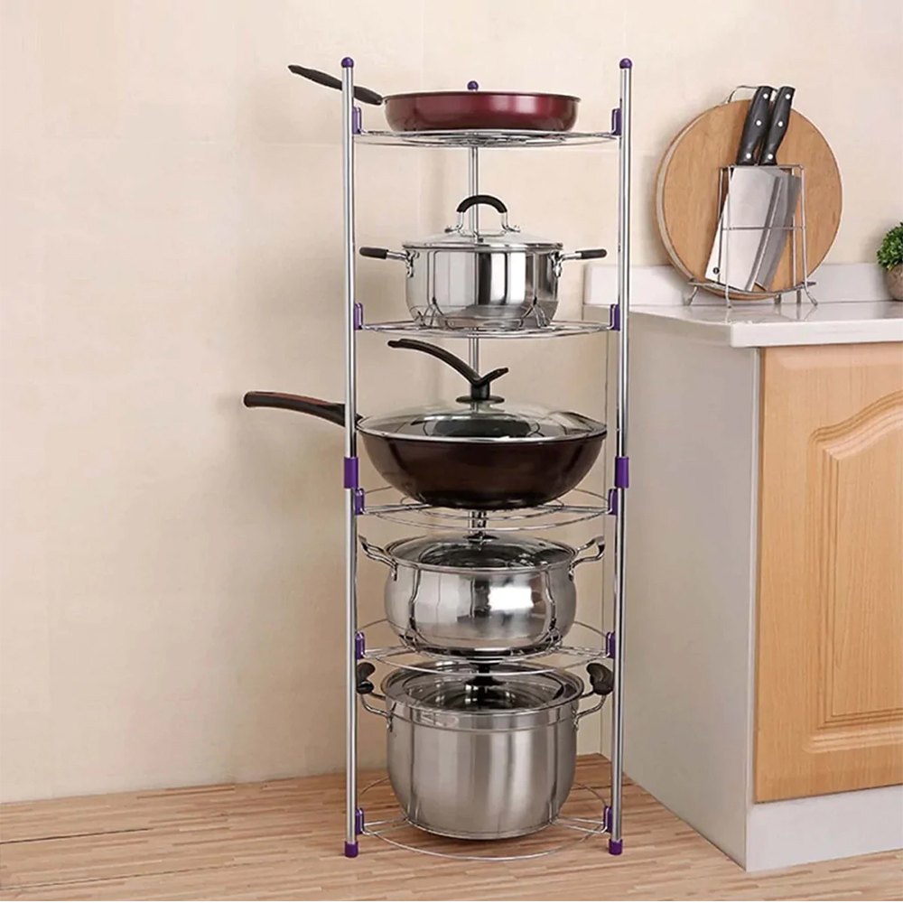 Cool Gift, Adjustable 5Tier Stainless Steel Storage Rack Round Shelves