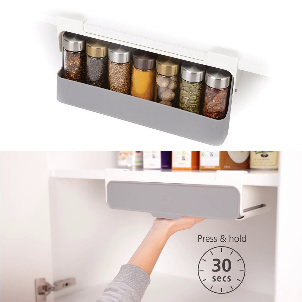 Cool Gift, Under-Shelf Spice Rack, Kitchen Organizer With 7 Jars