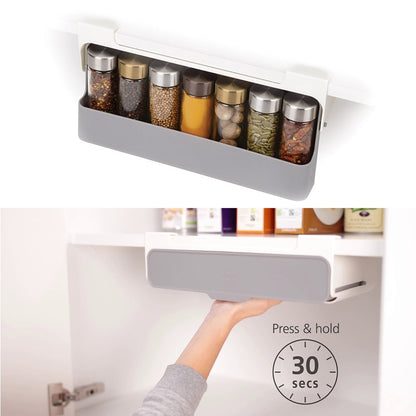 Cool Gift, Under-Shelf Spice Rack, Kitchen Organizer With 7 Jars
