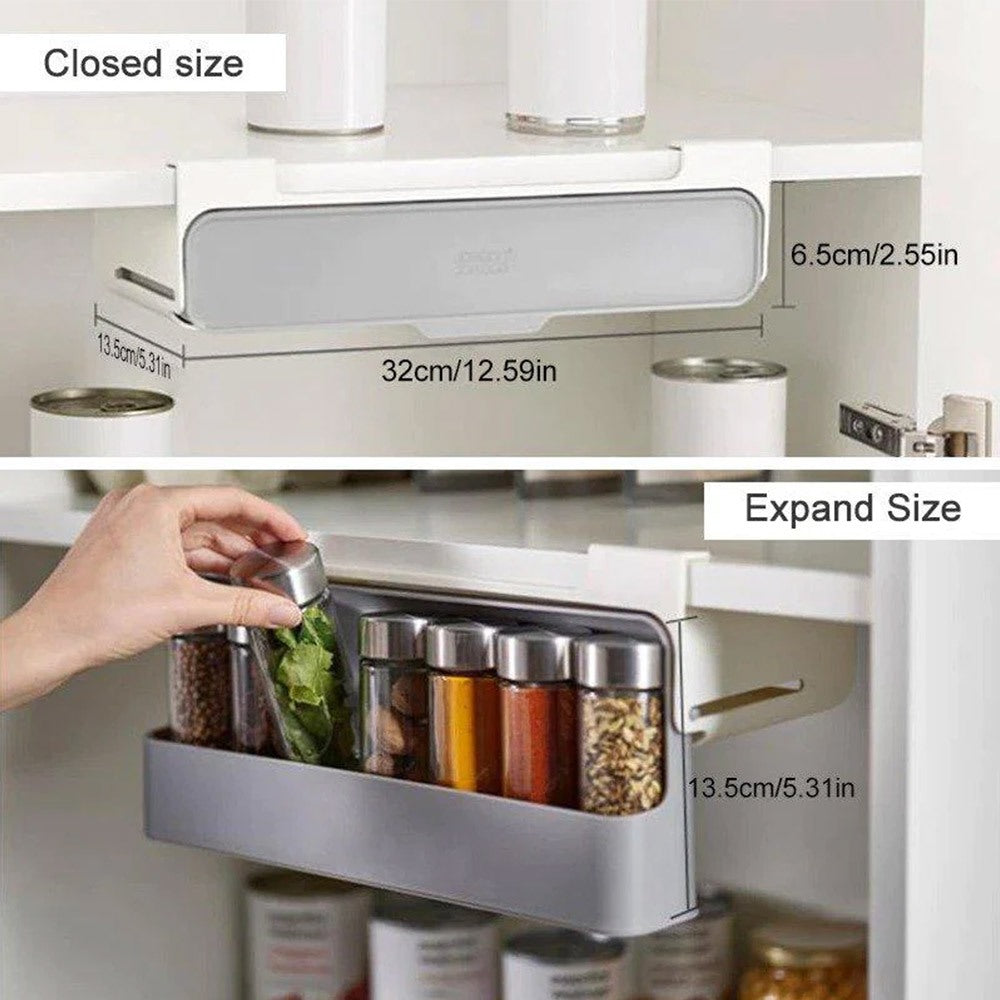 Cool Gift, Under-Shelf Spice Rack, Kitchen Organizer With 7 Jars