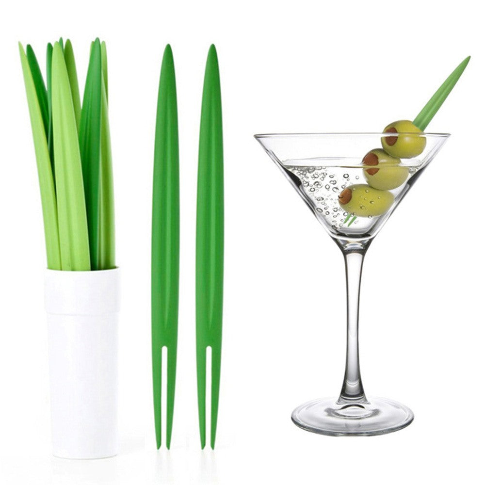 Cool Gift, Fresh Leaf Cocktail Picks Plastic Serving Fork Set