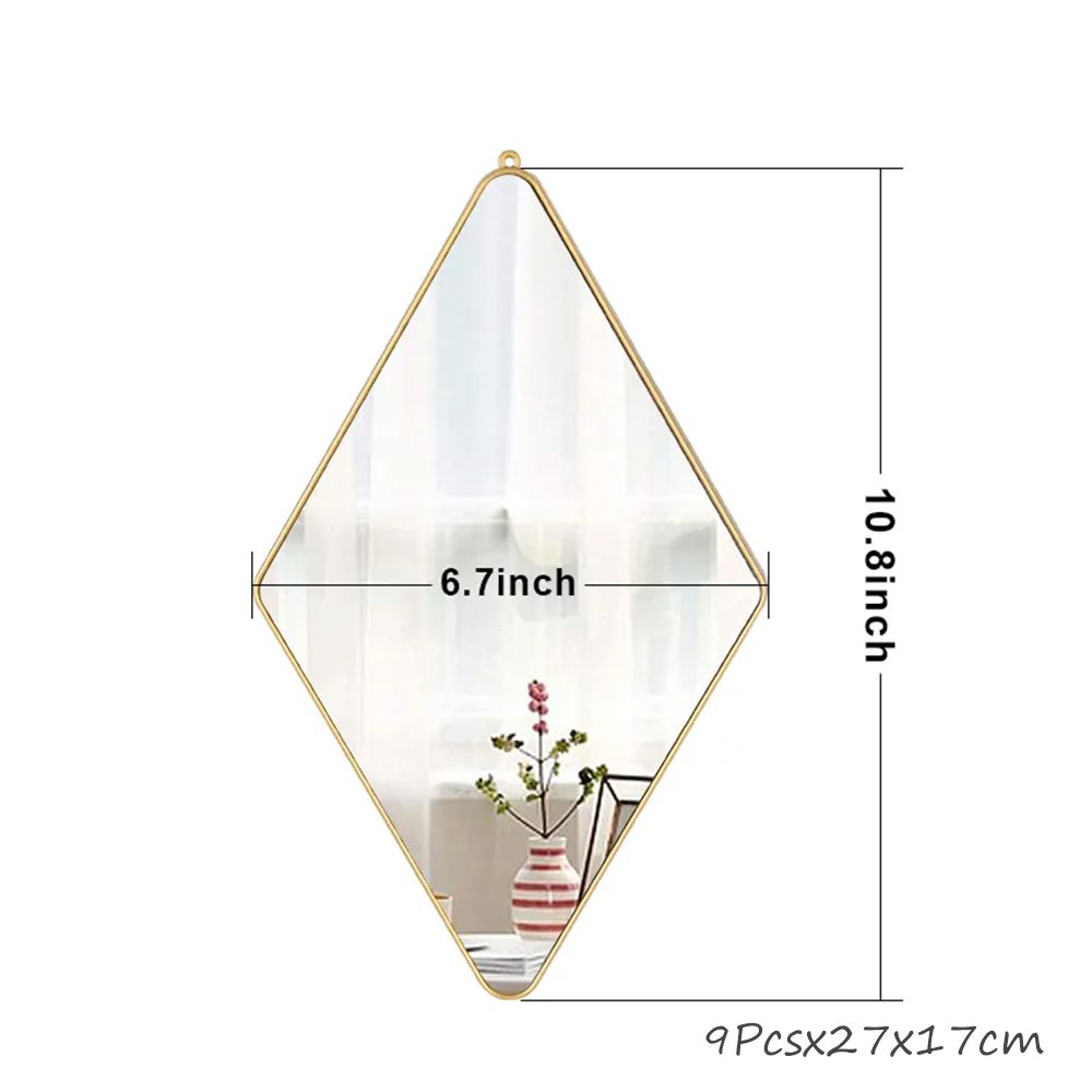 Cool Gift, Wall Decorative Mirror Gold diamond Set of 9 Pieces, HB-100-LX9