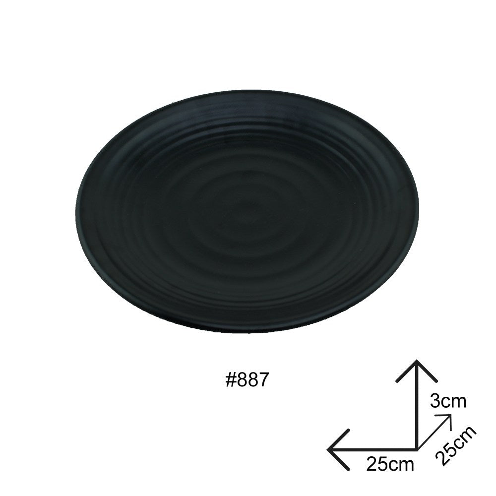 Cool Gift, Plates Black Melamine Dinnerware, Available in Different Sizes