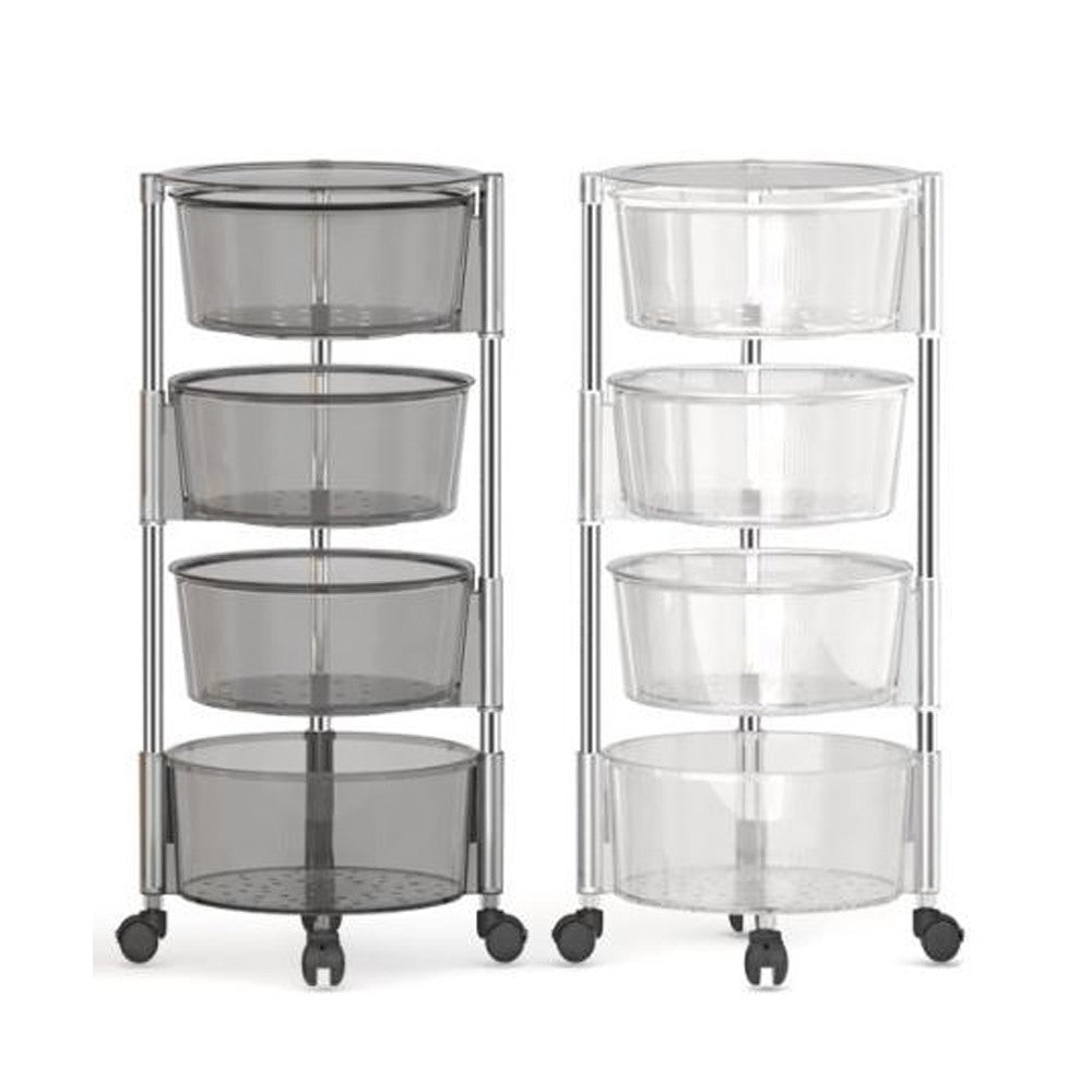 Cool Gift, Round Acrylic Storage Basket With Wheels, Available in Different Sizes & Colors