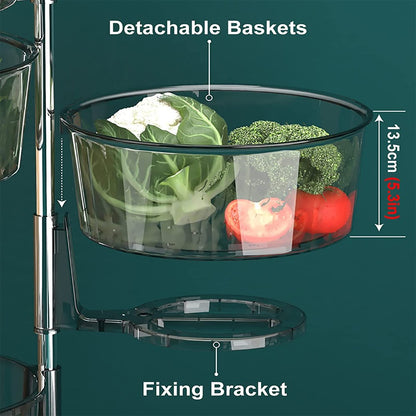 Cool Gift, Round Acrylic Storage Basket With Wheels, Available in Different Sizes & Colors