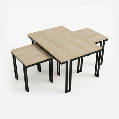 KC Set Of 3 Tables 1Pc 120x70x48cm, 2Pcs 52x63x42cm - [Light Brown], YS040