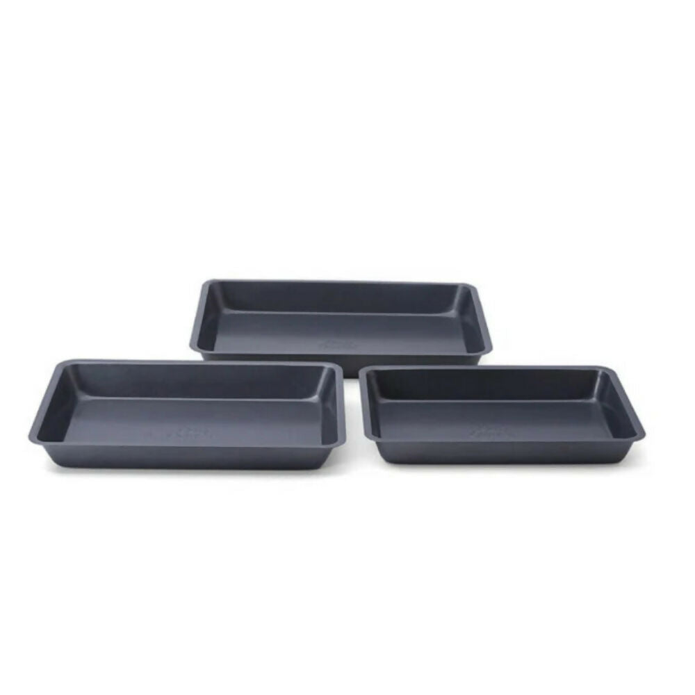 Betty Crocker Non-Stick Roasting Pan Set Of 3 Pieces 28.5cm - 31.5cm - 34.5cm, Durable Materials, Easy To Clean [Grey], BC1049