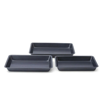 Betty Crocker Non-Stick Roasting Pan Set Of 3 Pieces 28.5cm - 31.5cm - 34.5cm, Durable Materials, Easy To Clean [Grey], BC1049