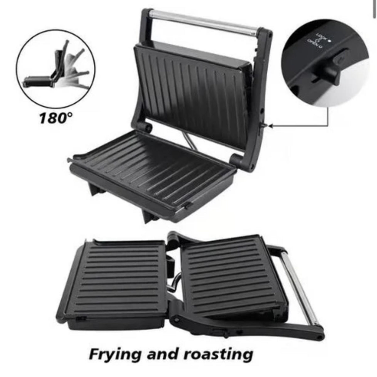 RAF R.240 Electric Sandwich Maker Toaster Panini Electric Grill 1000W, Non-stick Coating, opens 180 degree