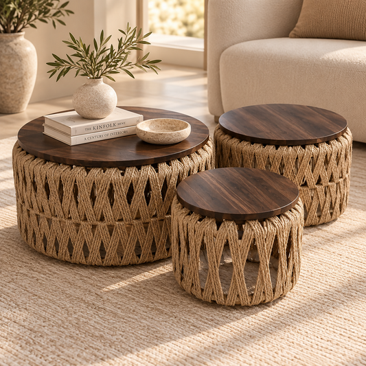 Aria Woven Wood Table Set – 3 Pieces | 9307-13