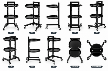 La Perla Tech, 2 Tiers Movable Adjustable Salon Tray Station Hairdressing Service Salon Trolley W/Accessory Black With 4 Universal Wheels