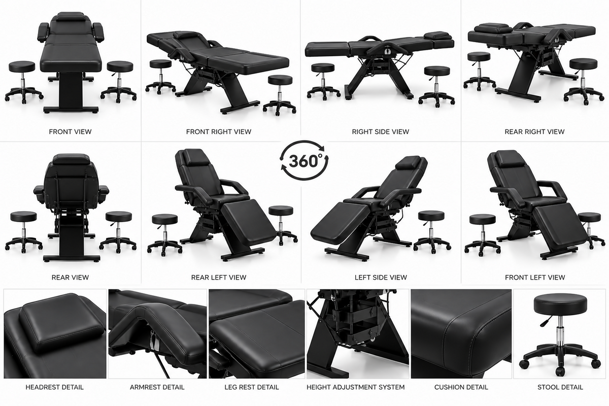 facial-massage table 3-section adjustable beauty hydraulic rolling salon stool