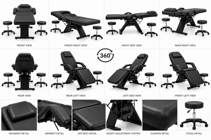 facial-massage table 3-section adjustable beauty hydraulic rolling salon stool
