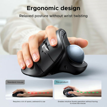 UGREEN Ergonomic Wireless Trackball Mouse, BT & 2.4G, 2000 DPI, Multi-Device Pairing, USB-C Rechargeable - M785DR 85892