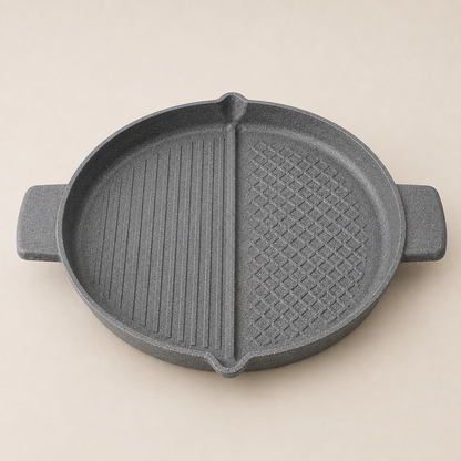 Karaca Love of Kitchen Biogranite Double-Sided Griddle Pan with 2 Oven Gloves 30 cm, 153.03.08.1369
