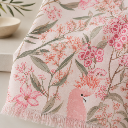 Karaca Home Tropical Pink 100% Cotton Kitchen 2-Piece Towel Set 60 x 40 cm, 200.21.01.0521