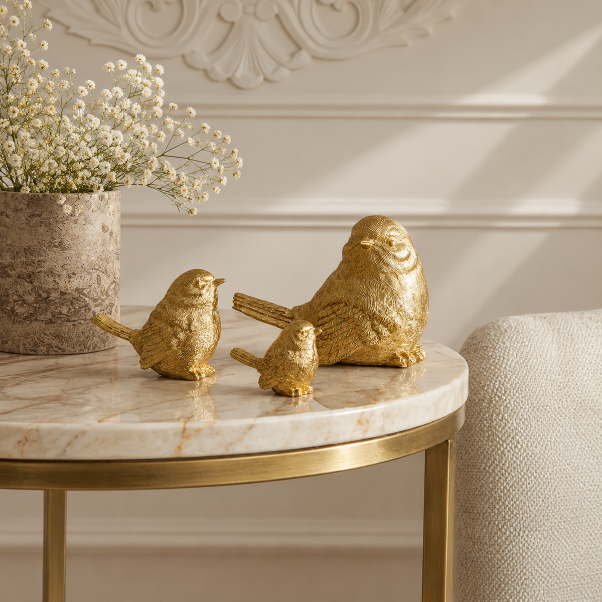 Karaca Home Decorative Gold Bird Sculpture - 6 cm, 153.09.01.6459