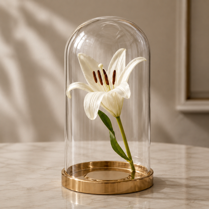 Karaca Home Bronze Glass Dome Cloche 20 cm | Decorative Display Dome, 153.09.01.7029