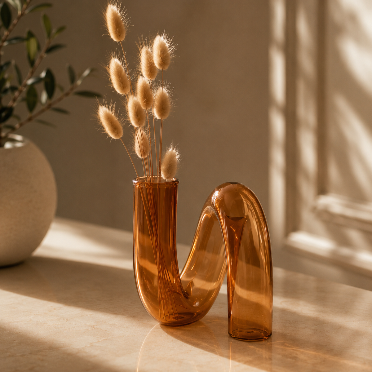 Karaca Home Loop Glass Decorative Object 13 cm - Bronze Finish, 153.09.01.3170