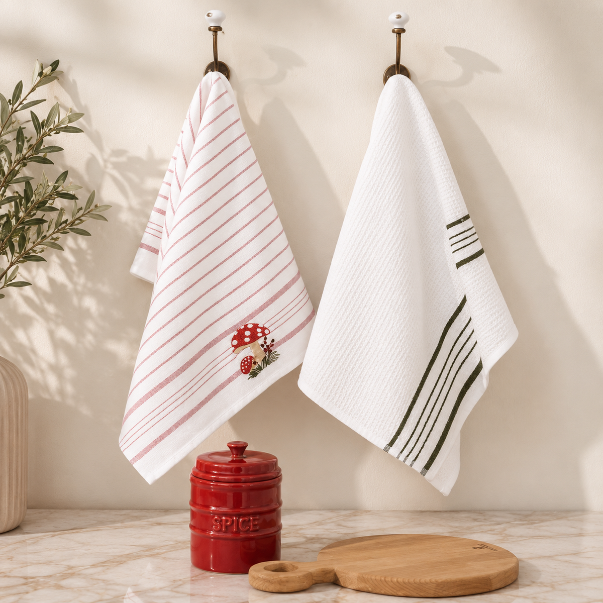 Karaca Home Sweet Mushroom Set of 2 Kitchen Towels, 8680214389249