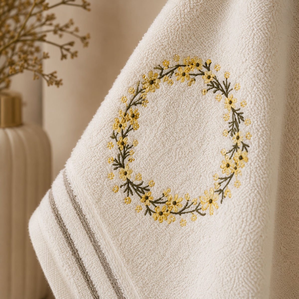 Karaca Home Tina 2-Piece Embroidered Hand & Face Towel Set, 8680214389102