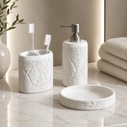 Karaca Home Maia 3-Piece Bathroom Accessory Set - White, 153.09.01.5205