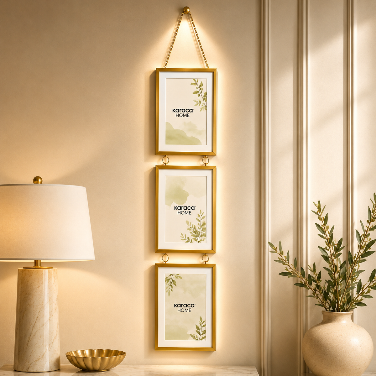 Karaca Home Magic 3-Piece Vertical Photo Frame Set - Gold, 153.77.10.5655