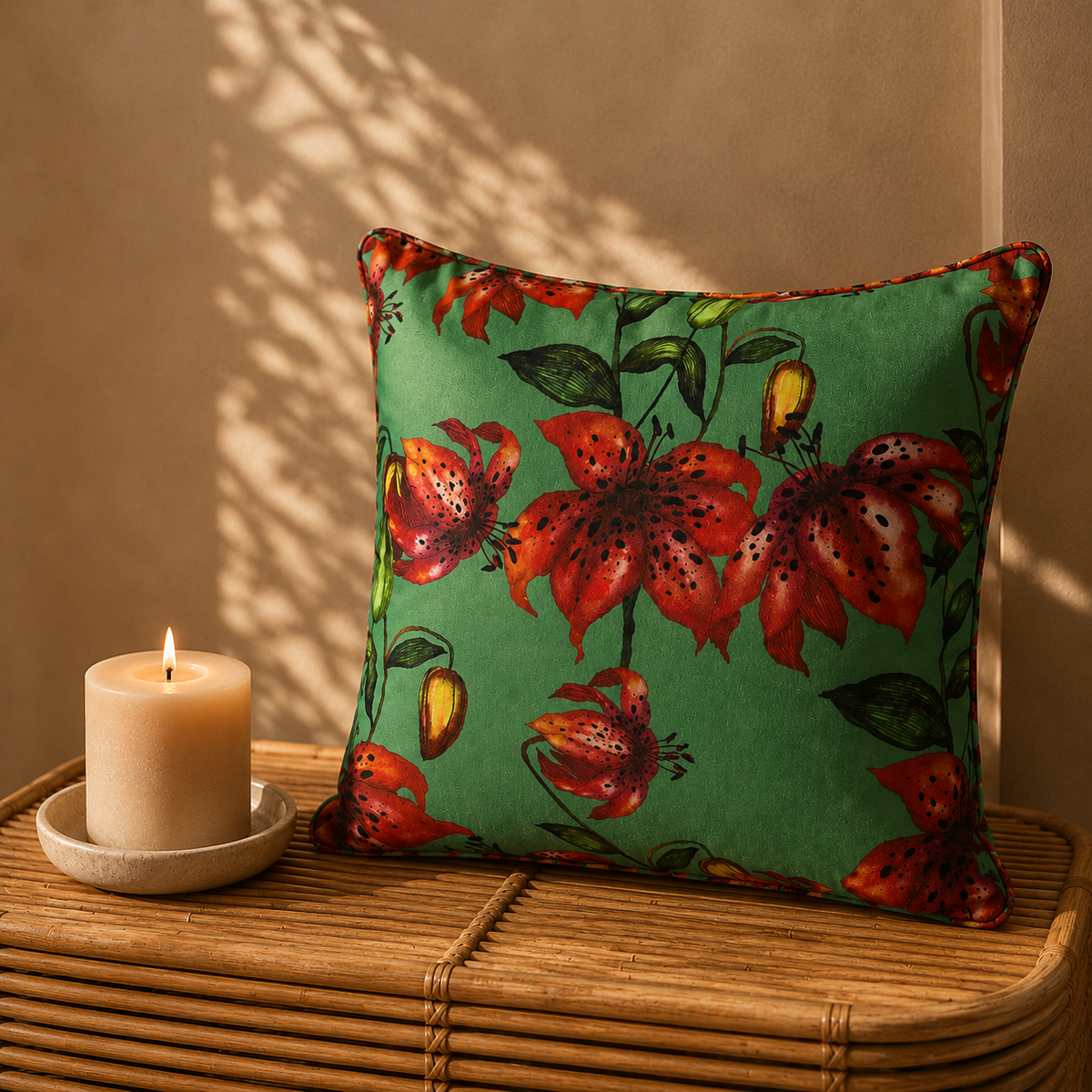 Karaca Home Floral Green Decorative Pillow 45 x 45 cm, 300.21.02.0235