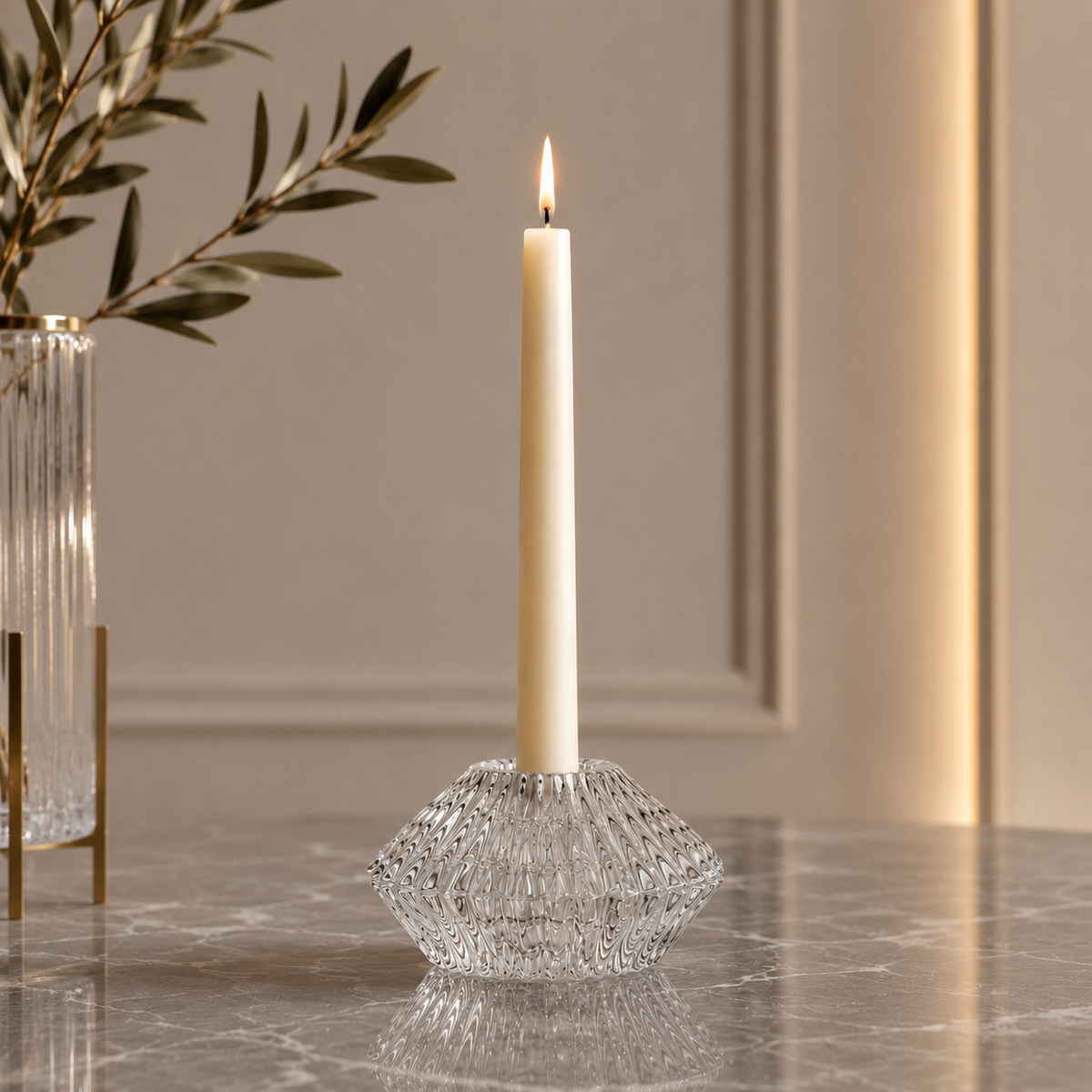 Karaca Home Pemy Grey Double-Sided Candle Holder 7 x 4 cm-, 153.09.01.7024