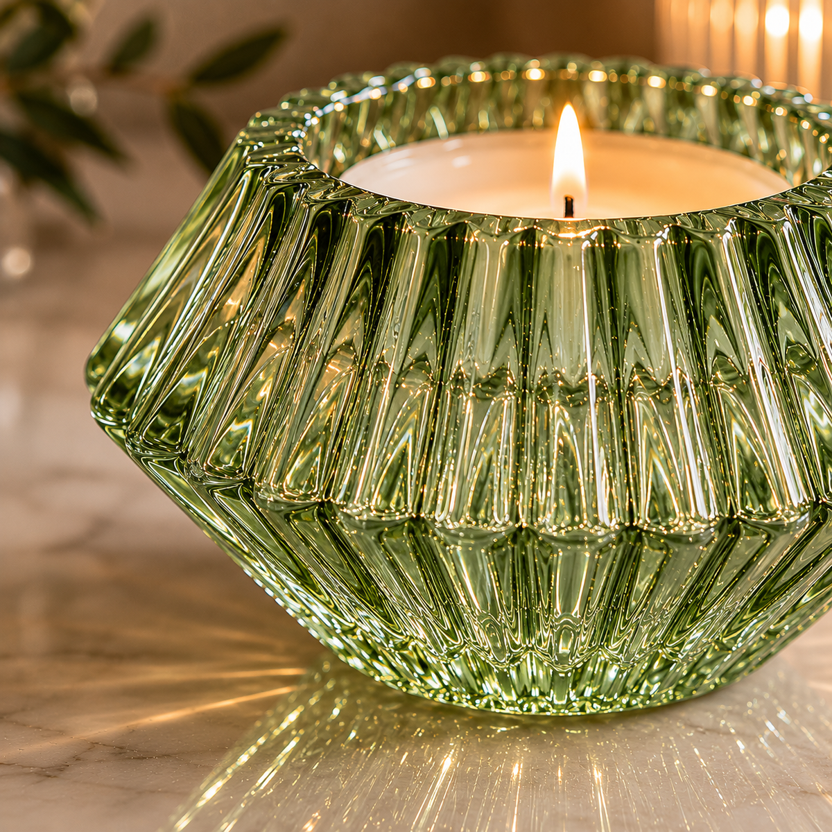 Karaca Home Pemy Green Double-Sided Candle Holder - 7 x 4 cm, 153.09.01.7026