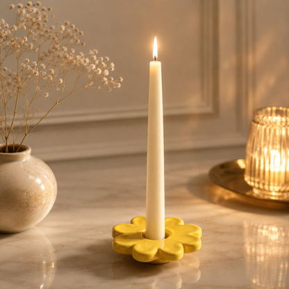 Karaca Home Grandeur Yellow Ceramic Candle Holder-, 153.09.01.0910