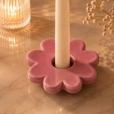 Karaca Home Grandeur Pink Ceramic Candle Holder, 153.09.01.0909