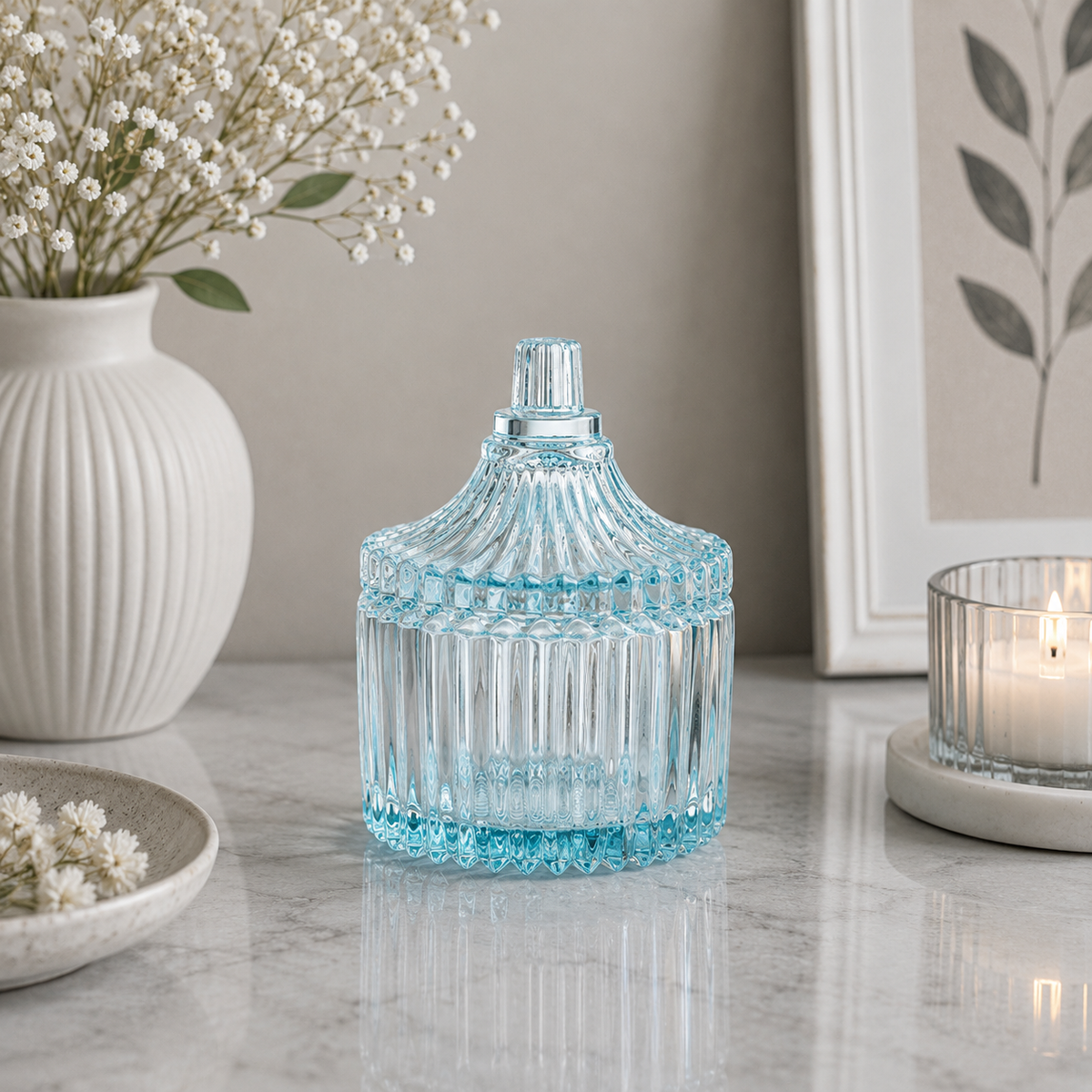 Karaca Home Mini Turkish Delight Bowl with Lid - Light Blue, 153.21.01.0192