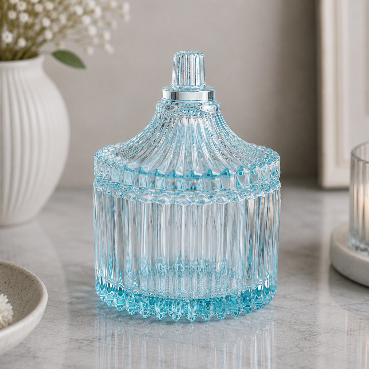 Karaca Home Mini Turkish Delight Bowl with Lid - Light Blue, 153.21.01.0192