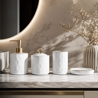 Karaca Lina 4-Piece Ceramic Bathroom Accessory Set, 8683650324454