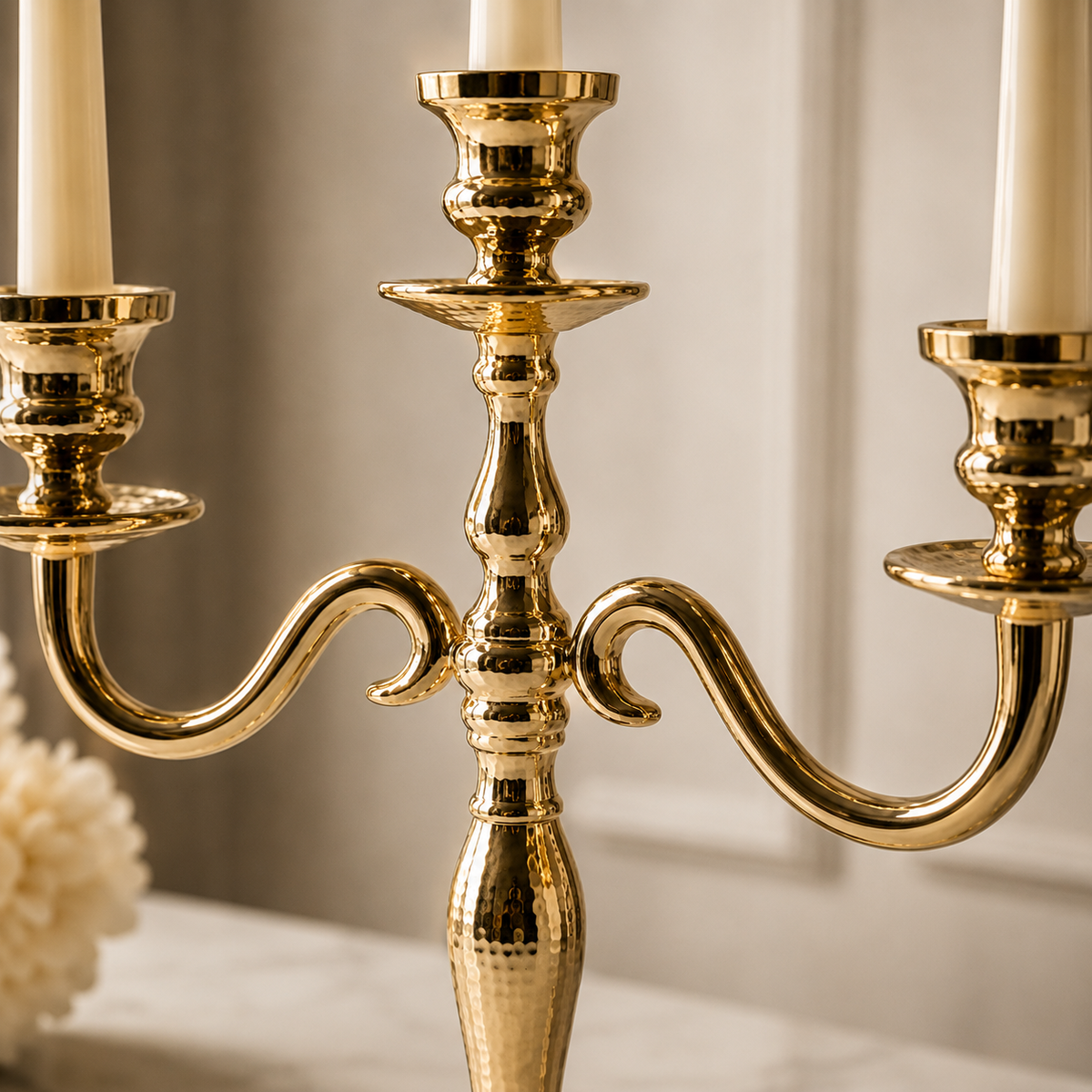 Karaca Home Rena Triple-Holder Candlestick 44.5 cm - Gold, 153.09.01.2160