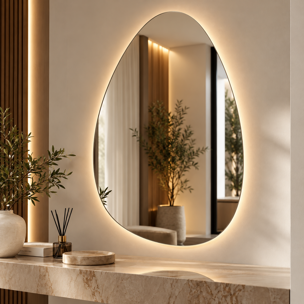 Free-Shaped Wall Mirror with Shadow LED Lighting | SDLED