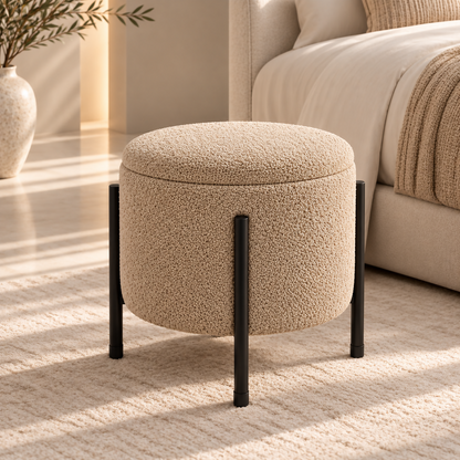 Luna Bouclé Storage Pouf | PUF-371