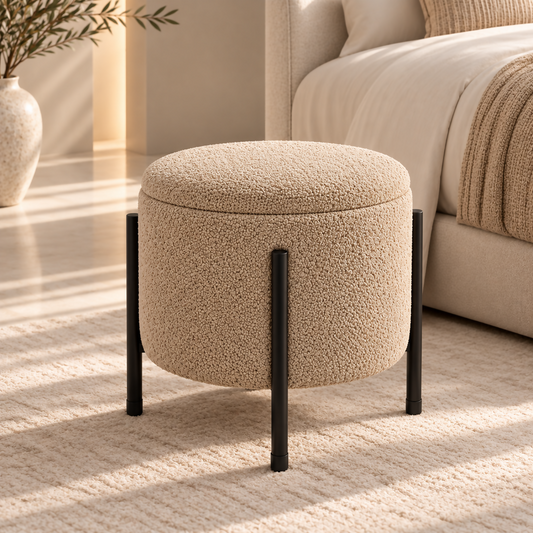 Luna Bouclé Storage Pouf | PUF-371