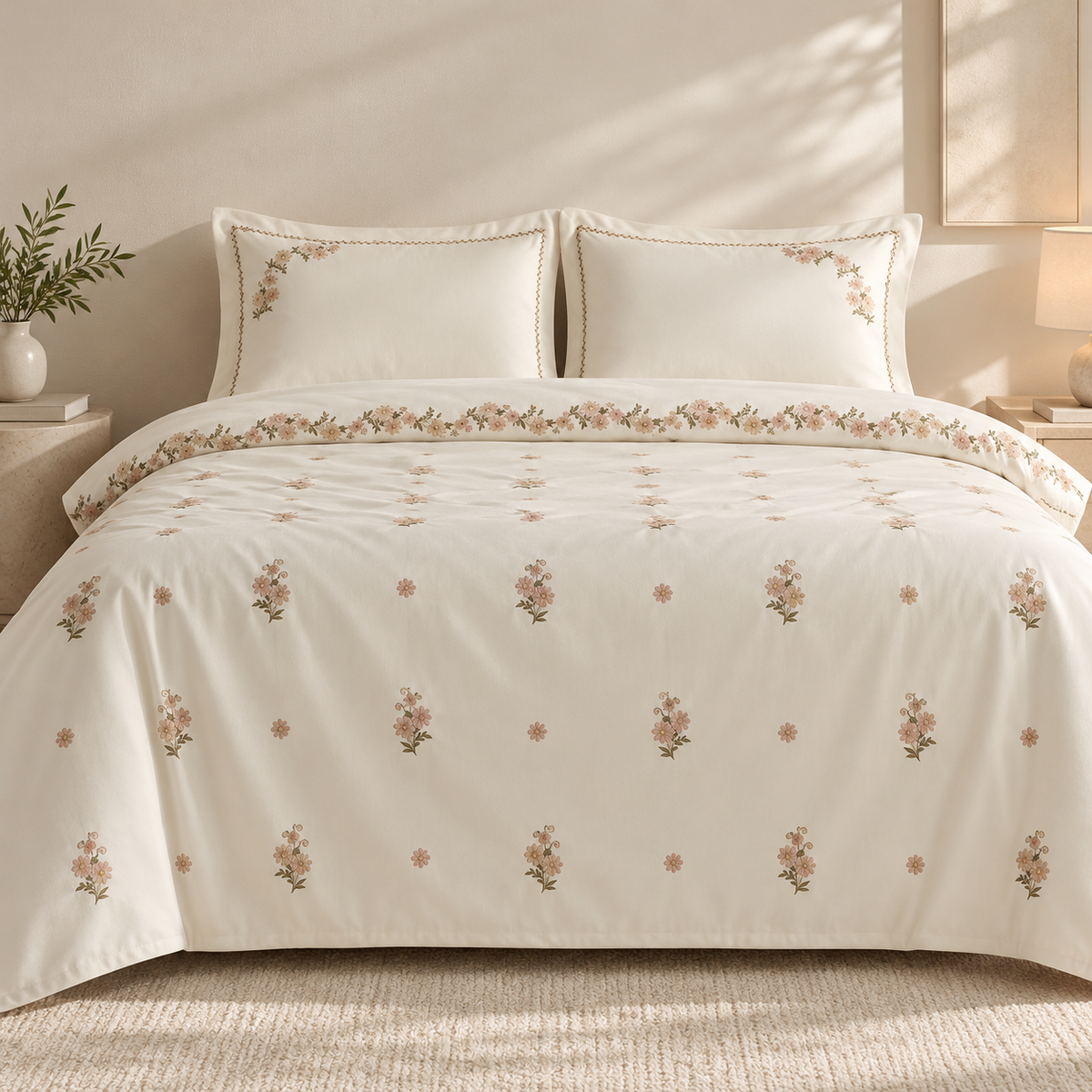 Karaca Home Vanes Double Embroidered Duvet Cover Set, 8680214392096