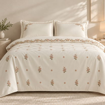 Karaca Home Vanes Double Embroidered Duvet Cover Set, 8680214392096