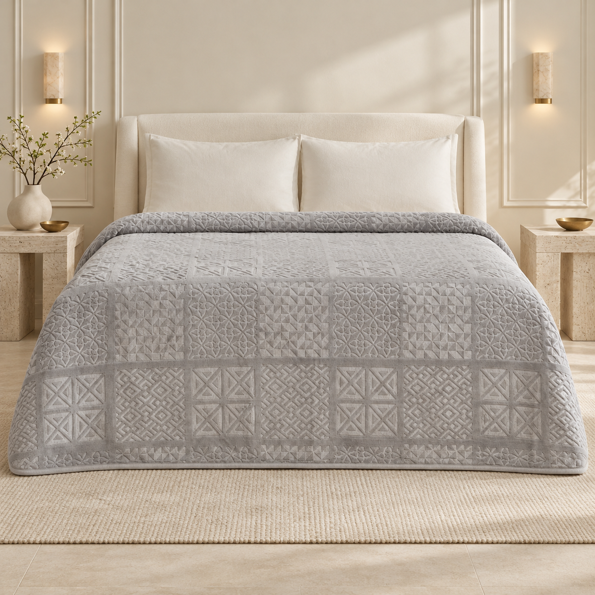 Karaca Home Blair Double Embossed Blanket 200 × 220 cm – Grey, 200.22.05.0304