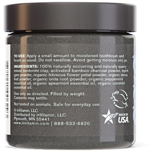 InVitamin, All Natural Activated Charcoal Tooth And Gum Powder Peppermint Flavor