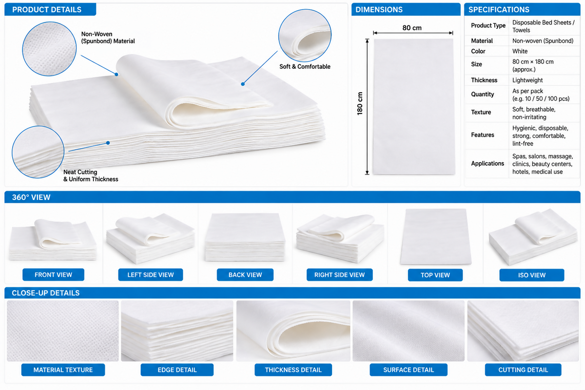 La Perla Tech, Disposable Hair-Face-SPA Pedicure towel towel 28*58 cm